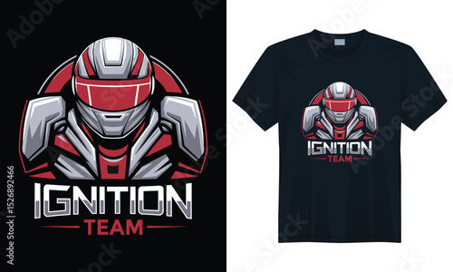 Retro Racing Helmet Crew – Futuristic Vector Illustration for T-shirt Design