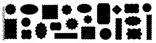 Wavy circular, oval and rectangular shape elements set. Abstract elements for template, stickers, promo design, web design and social media