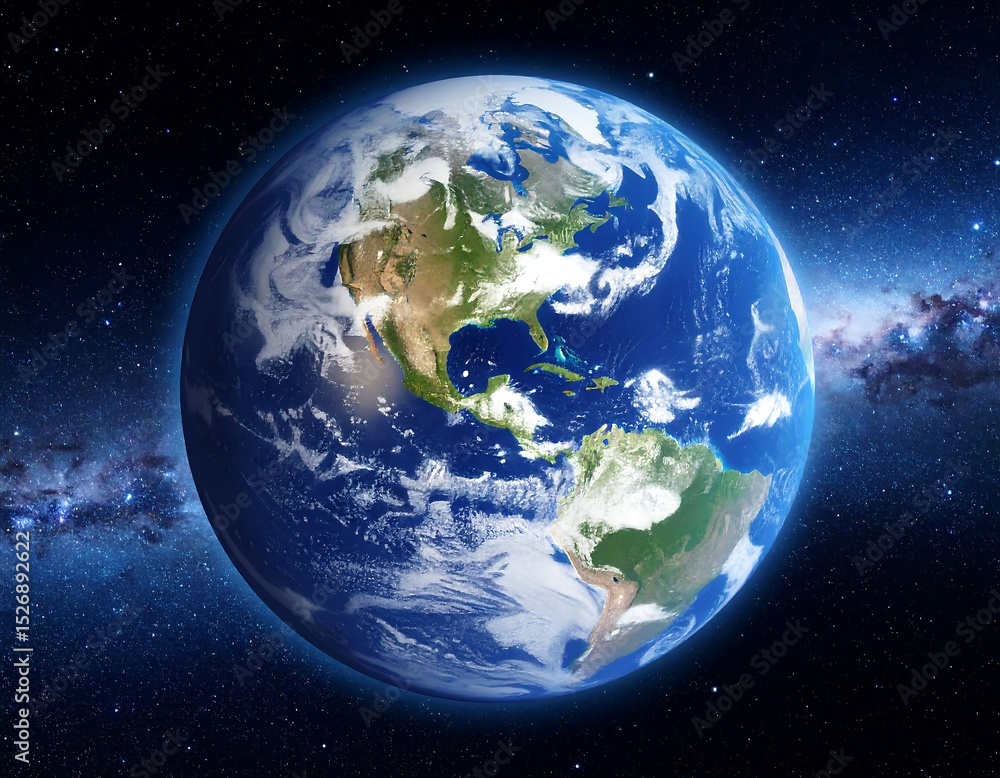 Earth in space, detailed view Earth in space, detailed view