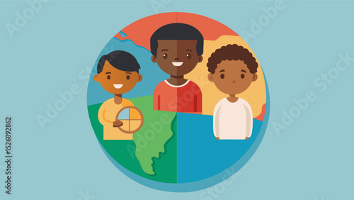 A pie chart depicting the percentage of children under the age of five who are malnourished in various countries.. Vector illustration