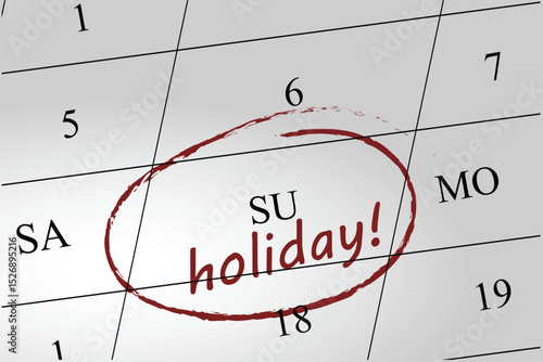 Annual Holidays sign scratched on calendar concept, vector illustration design background