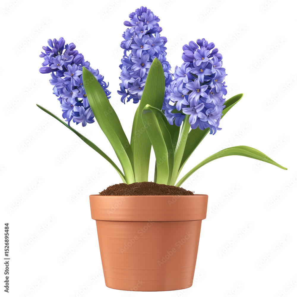Obraz premium Hyacinth In A Pot Isolated On White. Spring Flowering Plant.