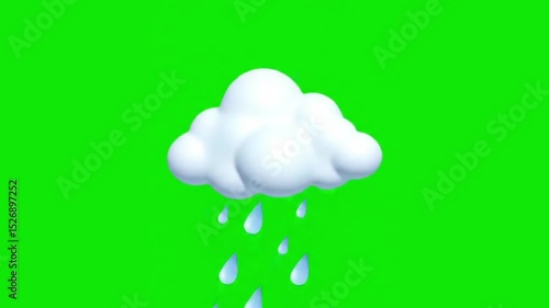 Wallpaper Mural Cute cartoon style rain animation isolated on green screen.  Generative AI. Torontodigital.ca