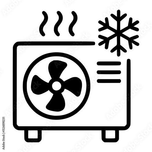 Heat pump air source icon for cooling electric system concept.