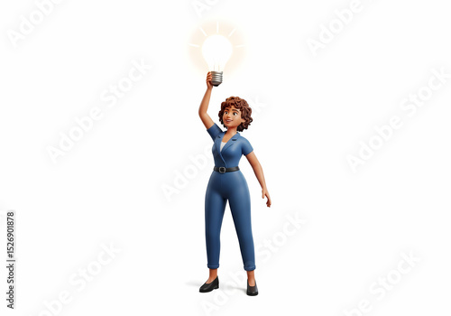 young woman holding a light bulb
