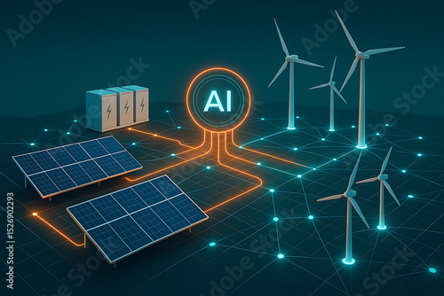 Smart Grid Innovation with AI Artificial Intelligence Connecting Renewable Energy Sources Like Solar Panels Wind Turbines and Battery Storage for a Sustainable Future
