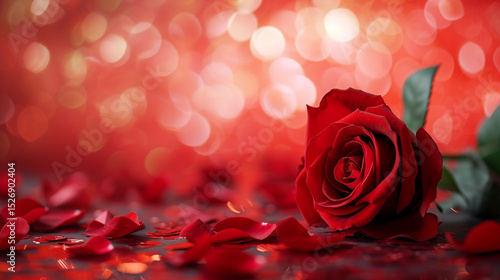 red roses on a red bokeh lights background