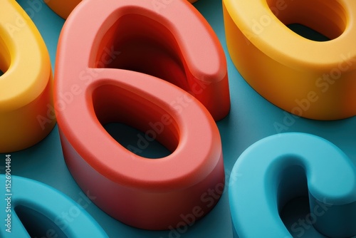 Colorful foam numbers displaying different sizes, highlighting a playful education tool for early childhood learning, numbers with percentages, the number 60 percent