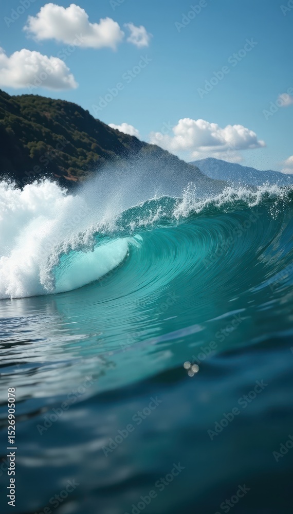Fototapeta premium Close-up, small wave impacts calm water, creating a burst, artistic, texture, wet