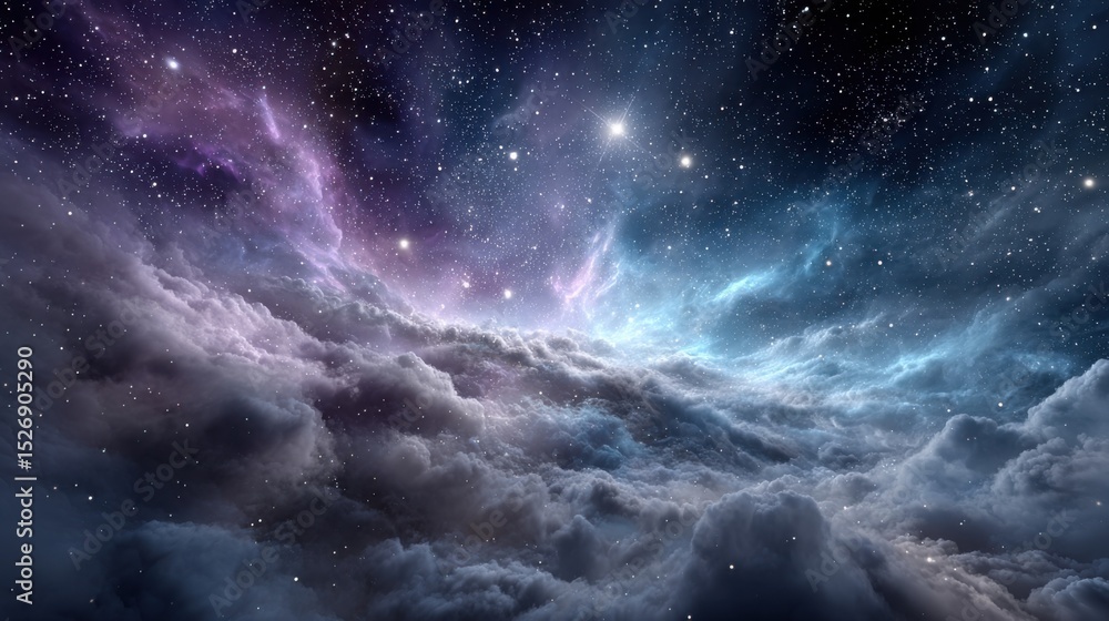 A breathtaking cosmic landscape reveals swirling clouds and a brilliant array of stars. The scene captures the vastness of space with rich colors and mesmerizing patterns. A breathtaking cosmic landscape reveals swirling clouds and a brilliant array of stars. The scene captures the vastness of space with rich colors and mesmerizing patterns.