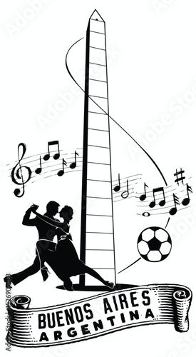 Buenos Aires City Tango and Soccer - Editable Vector