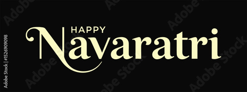 Happy Navratri Typography Vector Design with black background .