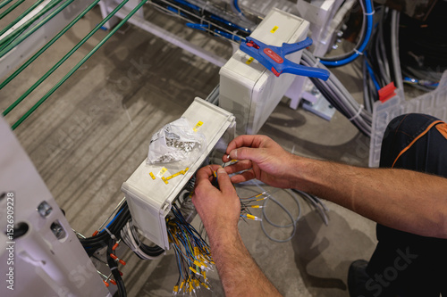 electrician work with wire