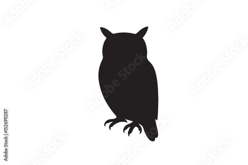 Owl silhouette on white background.01