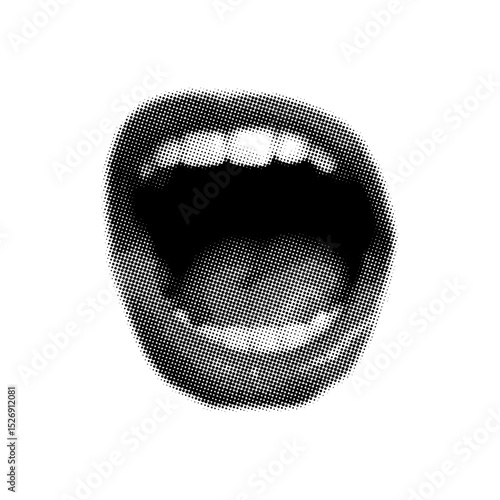 Halftone talking female mouth