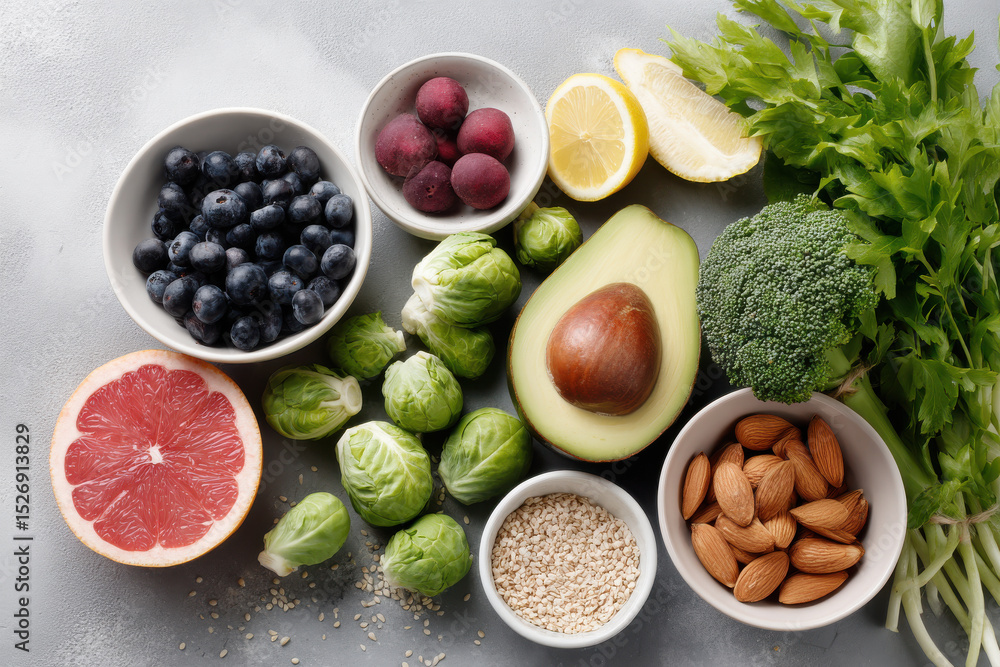 healthy meal spread on clean background featuring colorful fruits and vegetables rich in antioxidants healthy meal spread on clean background featuring colorful fruits and vegetables rich in antioxidants