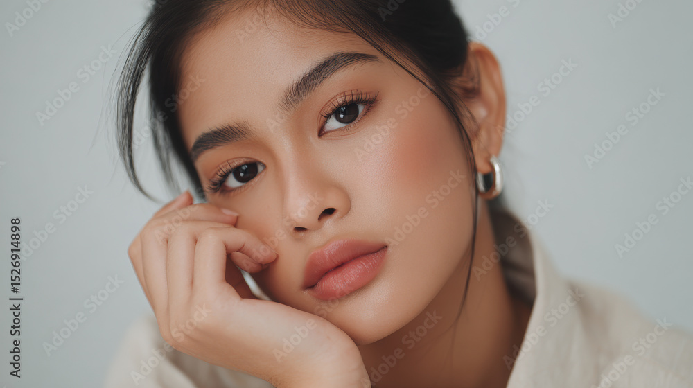 daily makeup look in light minimalist style with focus on lips daily makeup look in light minimalist style with focus on lips