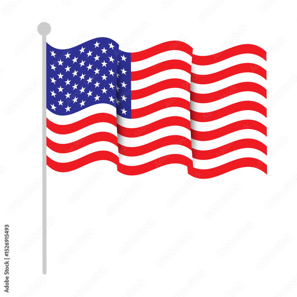 Fototapeta premium American flag on white background