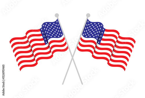 American flag on white background