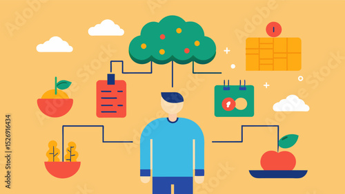Think of a personalized diet plan as your brains personal assistant ensuring it gets the right nutrients and nourishment to function at its best.. Vector illustration