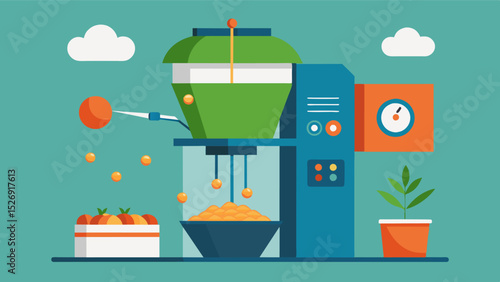 An innovative feeder that uses precision feeding technology reducing food waste and optimizing feed resources.. Vector illustration