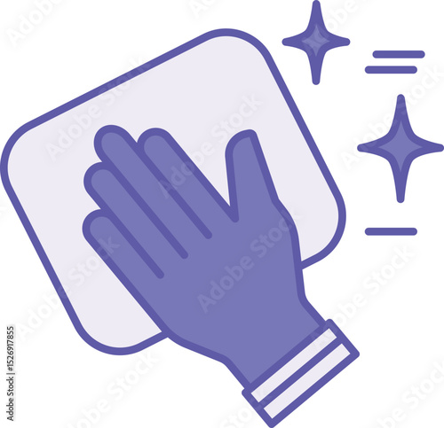 Colored Clean Icon. Vector Illustration. House Cleaning. Human Hand Wiping Dust With Rag. Hygiene Concept