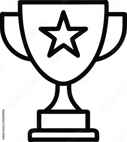 A simple icon of a trophy cup with a star on it, representing business achievement and success, clean lines, flat design.