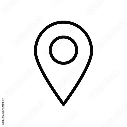 Location or map pin icon illustration. Pinpoint icon. Positioning, navigator, target, place, travel symbol. Vector address sign. Silhouette design. Can be used in Flyer, Business card, brochure.