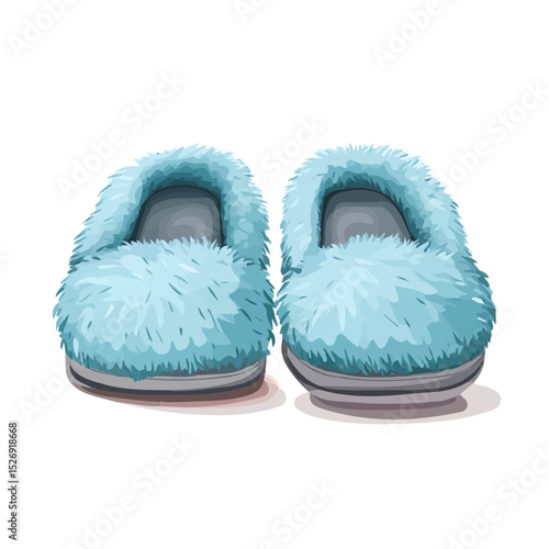 Fuzzy Slippers vector 2D flat illustration, isolated on a white background.