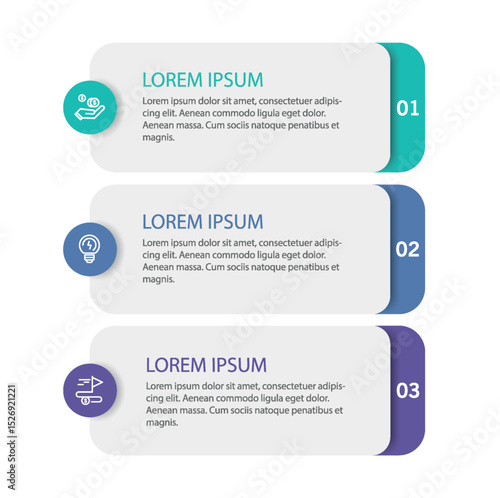 Modern business infographic template with 3 options or steps