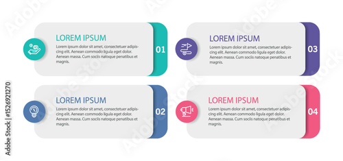 Business infographic design template with 4 options, steps or processes. Can be used for workflow layout, diagram, annual report, web design	
