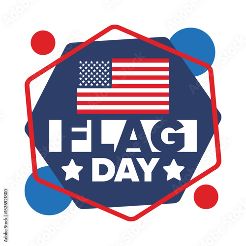 National Flag Day in United States. Holiday celebrated annual June 14 in USA. Patriotic style design with american flag. Poster, greeting card, banner and background. Vector illustration
