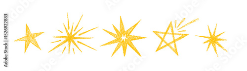 Crayon hand draw star. Vector pencil sign, element