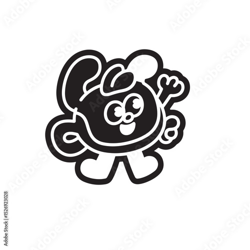 Cartoon cute black and white character vector illustration design graphic art