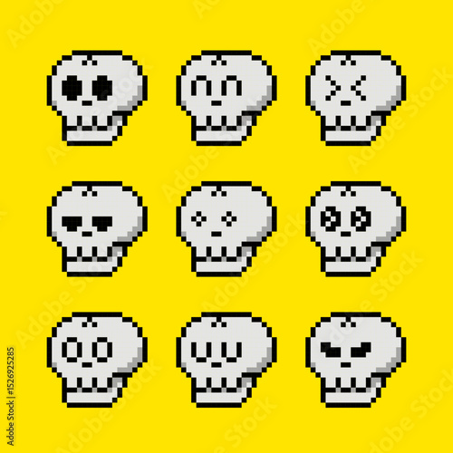 ドクロのピクセルアートパック