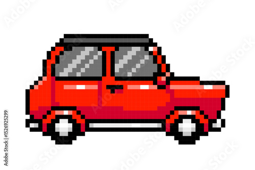 赤い自動車のピクセルアート