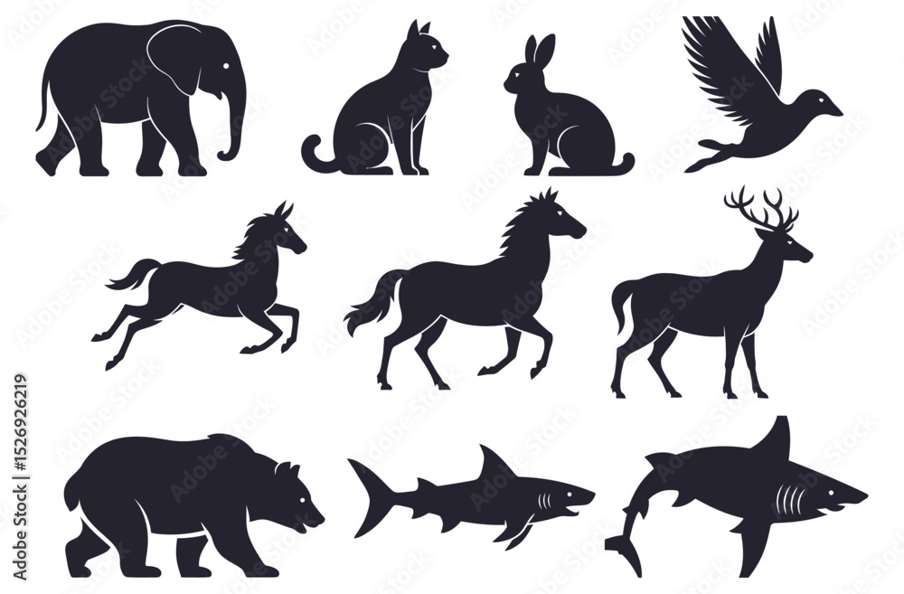 Obraz premium Wild animal silhouette set