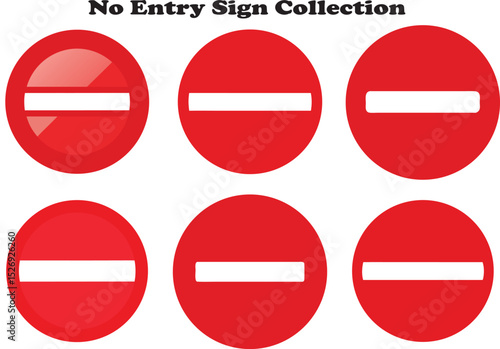 Collection of red no entry road signs on white background in flat style Free Download Collection of red no entry road signs on white background in flat style - GFXLoad