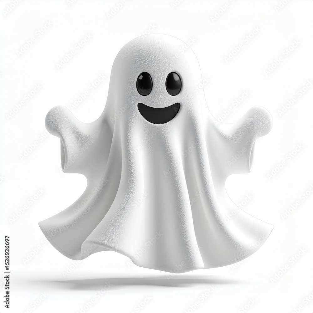 Happy Cartoon Ghost 3D Illustration Happy Cartoon Ghost 3D Illustration