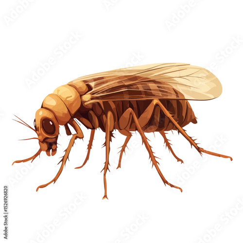 2D flat Flea Close Up illustration vector, isolated on a white background.
