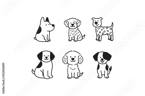 Cartoon dogs' illustration cute puppy vector graphic design