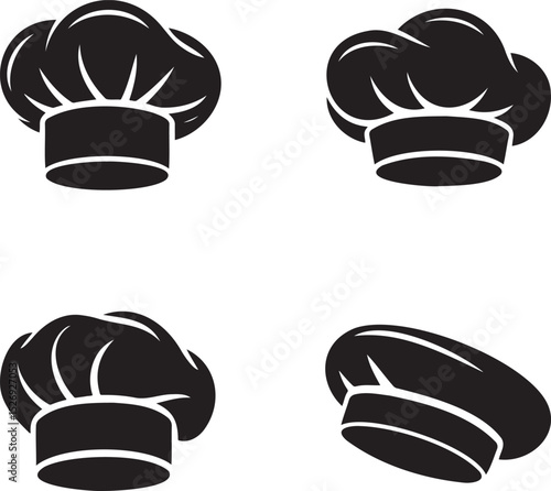 Chef Hats silhouette set vector illustration isolated On Transparent Background