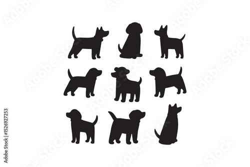 Dog silhouette vector art cute puppy animal pet illustration