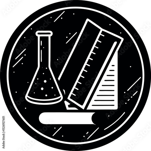 Laboratory flask Badge vector silhouette on a transparent background