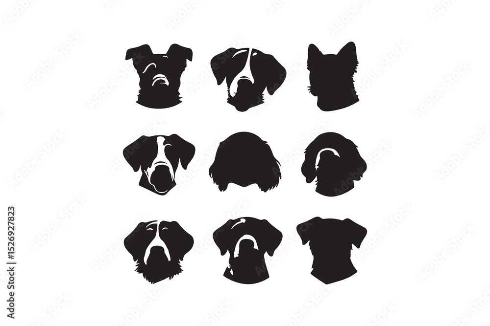Fototapeta premium Dog breeds silhouette vector illustration collection