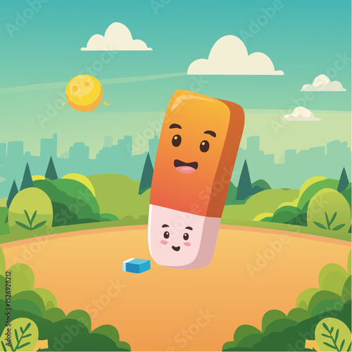 Eraser wiping away a grumpy face
