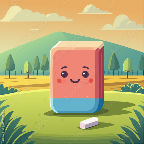 Eraser wiping away a grumpy face
