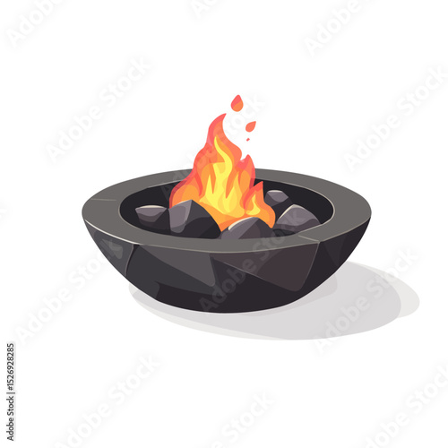 2D flat Fire Pit vector illustration, isolated on a white background.