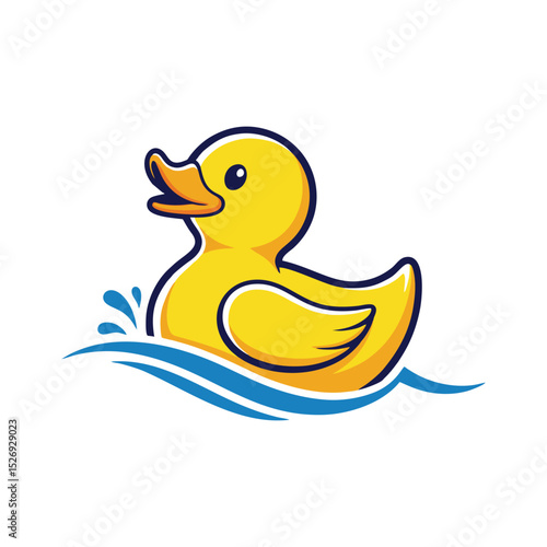A cheerful yellow rubber duck floating on water