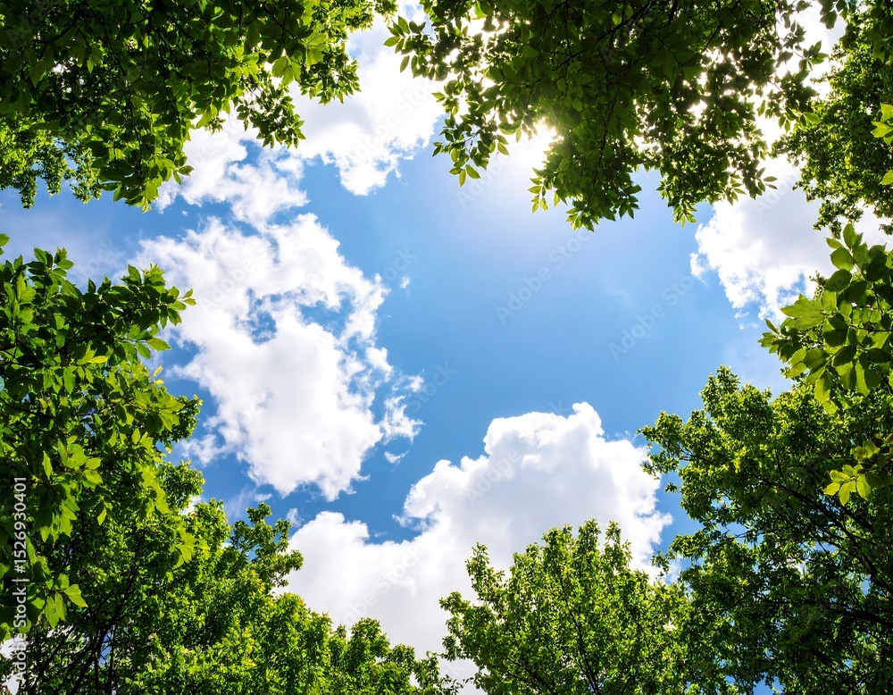 Fototapeta premium Sunny sky through lush leaves
